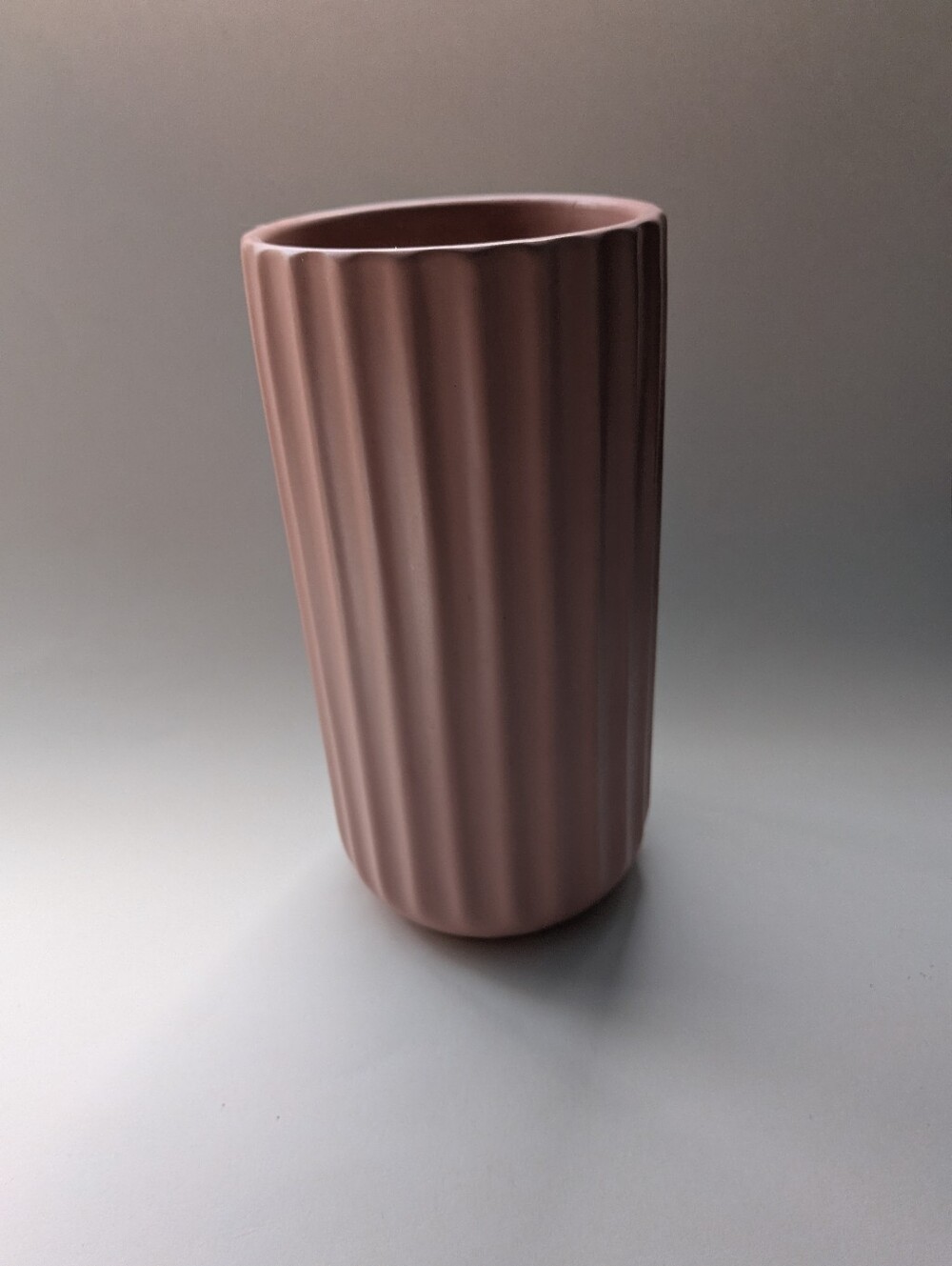 Ridged/ ribbed millennial pink dusty rose vase